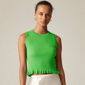 NWT J. Crew Ruffle-trim Cotton Shell Tank Top in Brilliant Lime - S